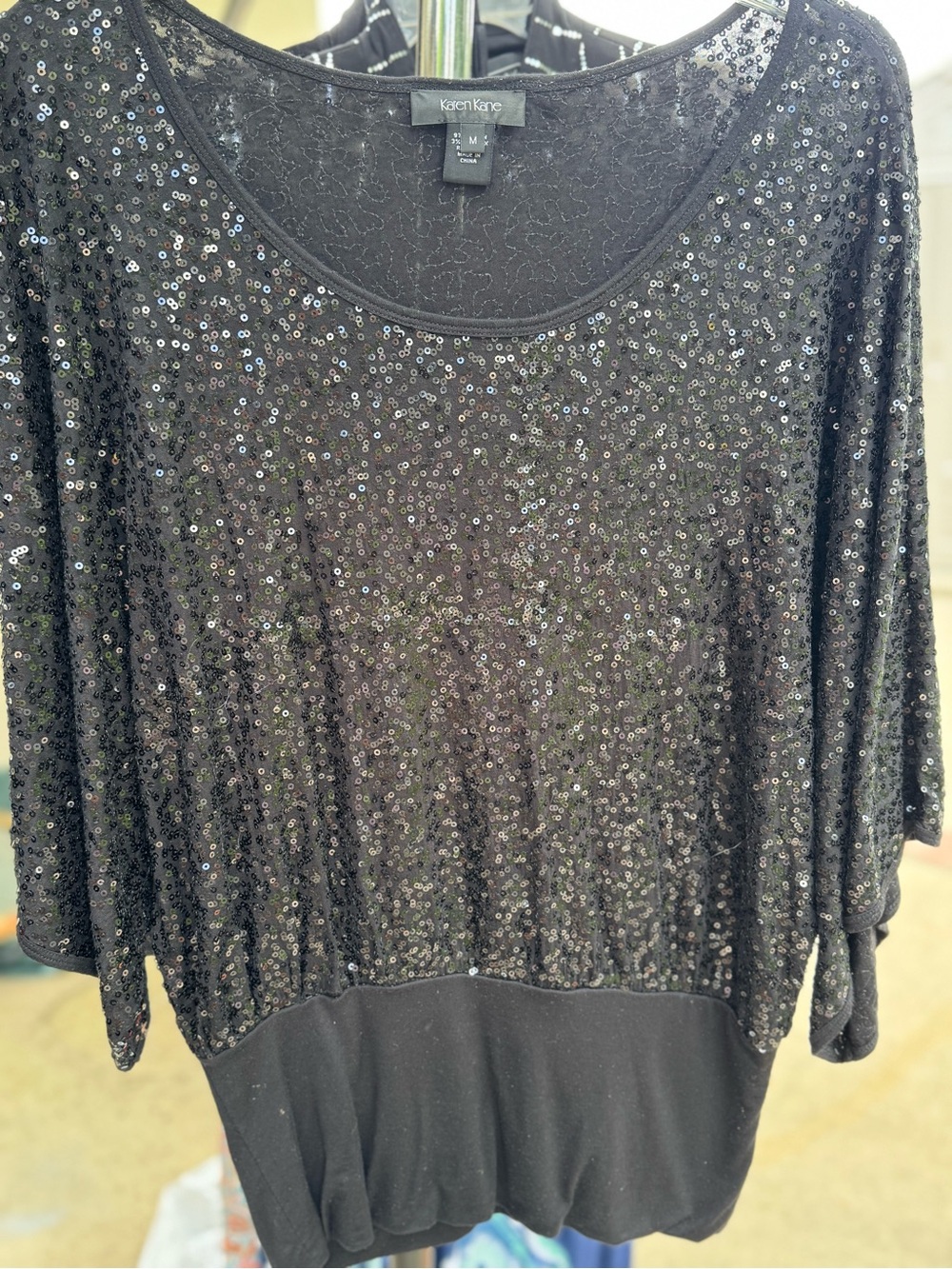 Karen Kane Black Sequin Knit Pullover